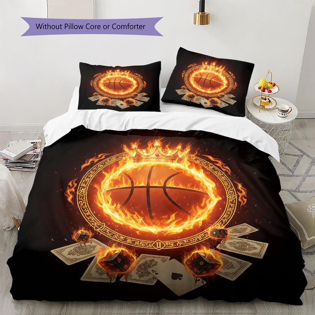 Burning ball Pattern Bedding Quilt Set Quilt Cover Pillowcase Home Decoration Birthday Gift (1 * duvet cover + 2 * pillowcase, without core)