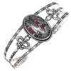 Eudialyte Jasper Gemstone Antique Silver Jewelry Cuff Bracelets7''Adjustable