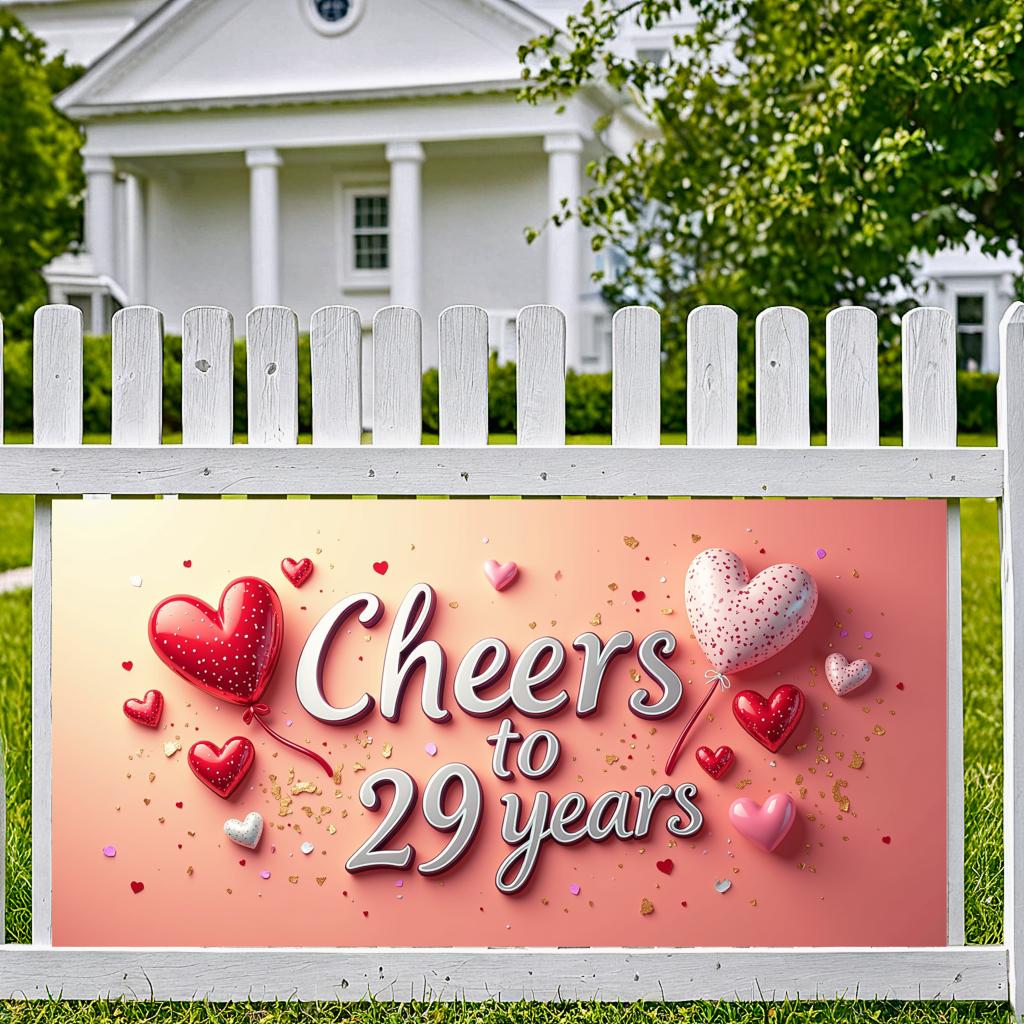 Wedding Anniversary Decoration Cheers to 29 Years Banner Background Heart Backdrop Party Decors Valentine's Day Event Supplies