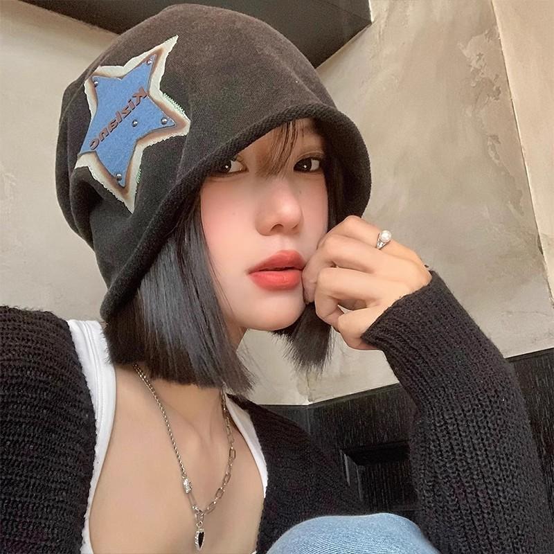 New and old star printing cold hat women's summer leisure thin bag head hat showing face small pile hat tide