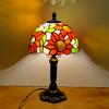 Handmade Stained Glass Table Lamp E27 Retro Lampshade Mediterranean Style Table Light Bedroom Bedside Nightstand Decor Lighting