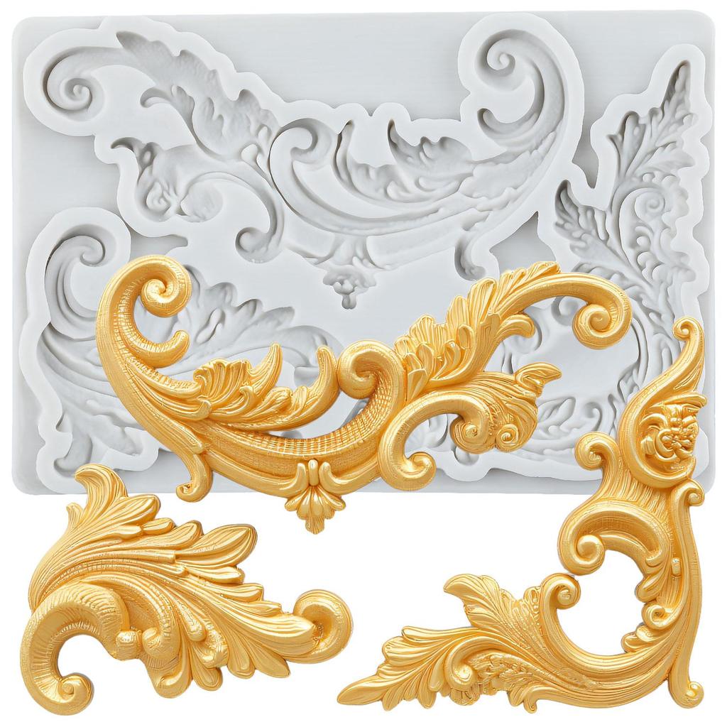 Барокко Силиконовые формы Завитки Свиток Кружево Форма для мастики Инструменты для украшения торта Топпер для кекса Конфета Шоколад Паста для лепки