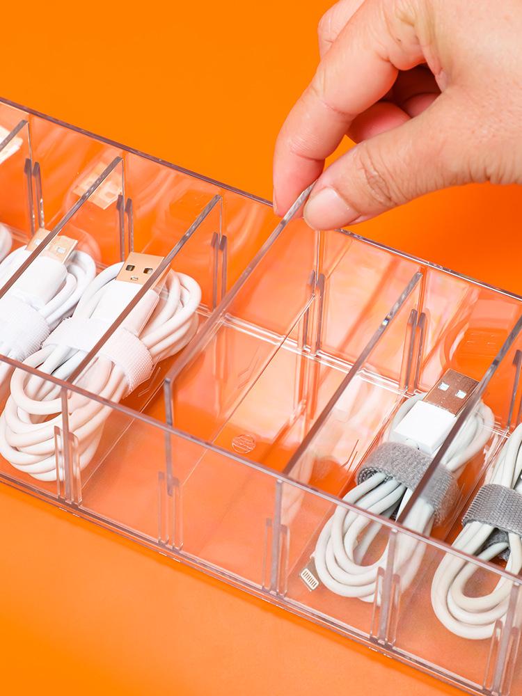 Power Cable Organizer Set: Desktop Charger & Data Cable Storage with Cover