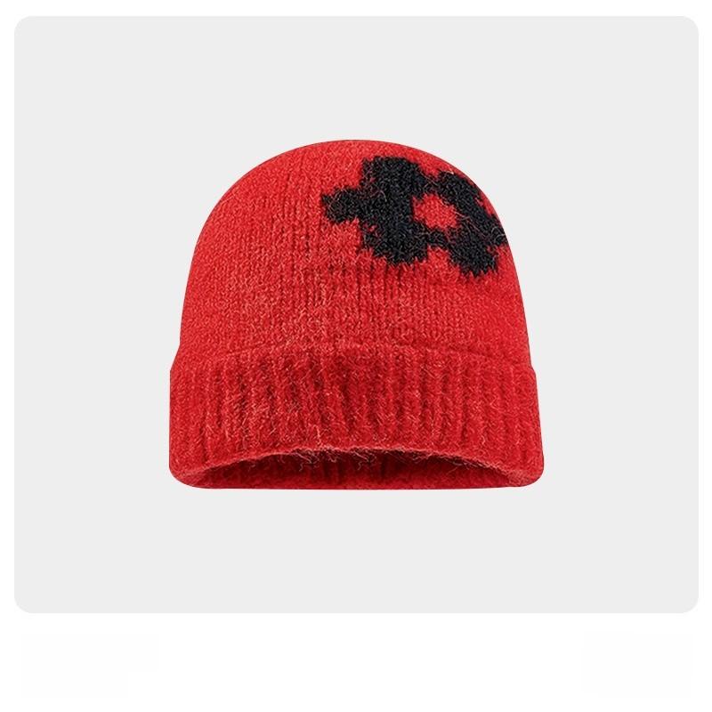Knit Hat For Women With Colorblock Pattern Warm Windproof Winter Accessories