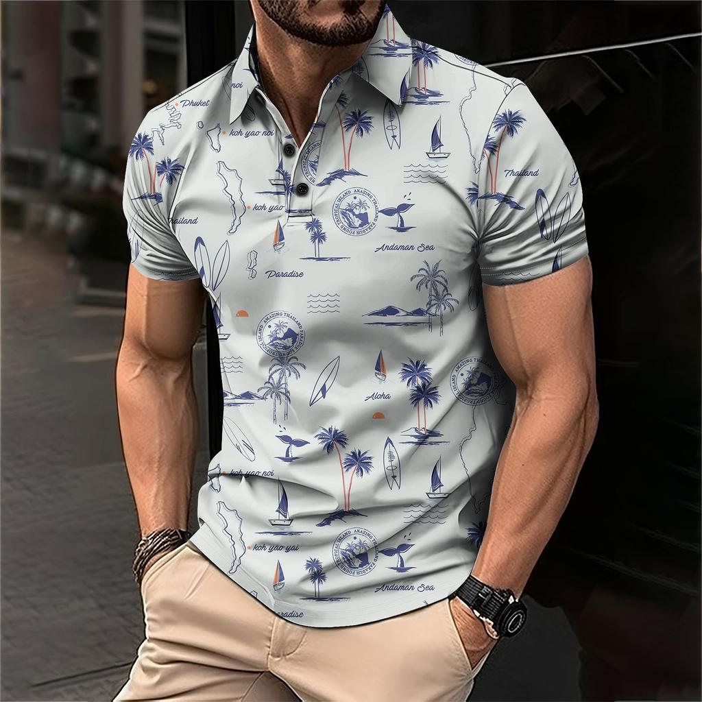 Мужская летняя дышащая рубашка с короткими рукавами и культурой отдыха