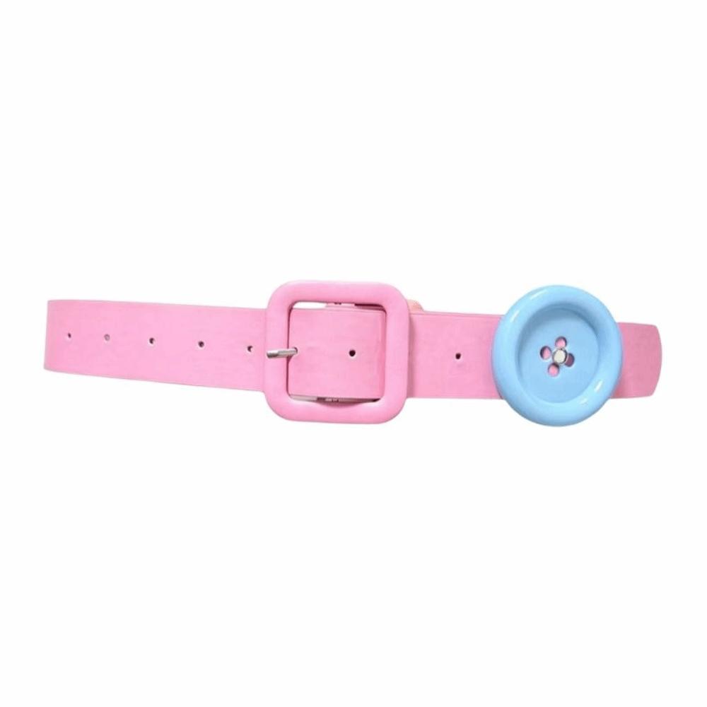 Dopamine Style PU Y2K Waist Belt Square Buckle Button Decor Button Decor Belt Adjustable Jeans Belt Casual Wear