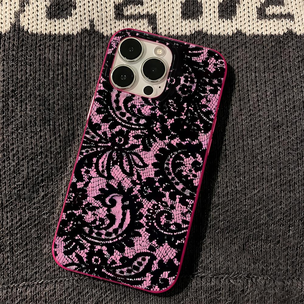 Черный Кружевной Чехол Для Телефона Для Iphone 16 17 15 Pro Max 14 Plus 13 12 11 17Air Funda Чехол Для Телефона Защита от Отпечатков Пальцев Coque