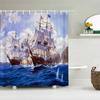 Старый Пиратский Корабль Морские Шторки для Душа 3D Печать Занавеска для Ванны с 12 Крючками Водонепроницаемая Ткань Полиэстер Экран для Ванны