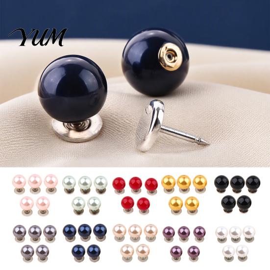 Clothes Fixing Clips for Necklines 5Pcs Fake Pearl Buttons Clothing, Removable Decorative Brooch Pins, No Cardigan Closure Fasteners Sew Safety