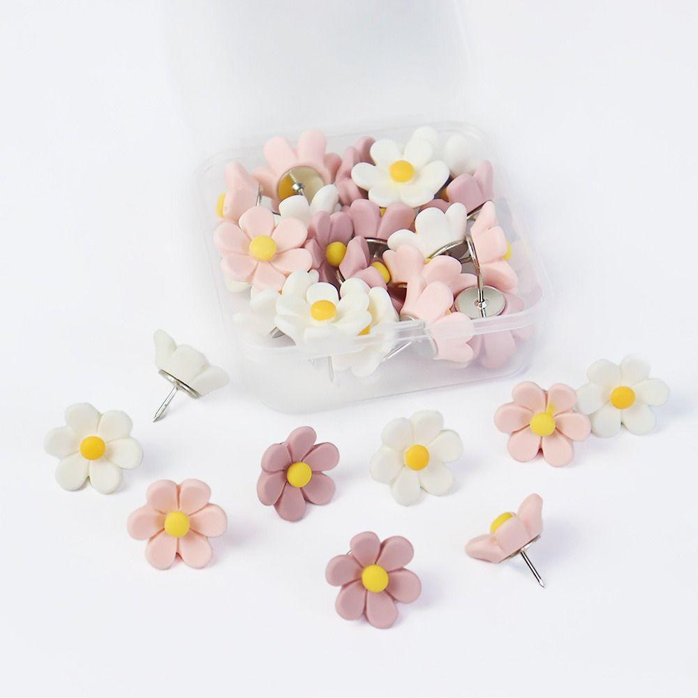 20/30/50Pcs Creative Six-Petal Flower Pushpins DIY Colored Push Pins Portable Thumb Tacks  Home