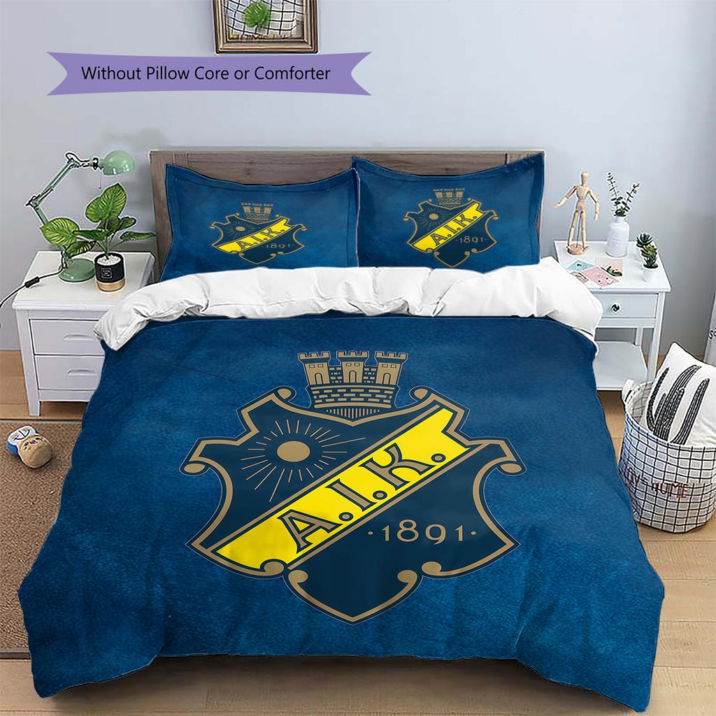 AIK Fotboll Комплект постельного белья с рисунком Одеяло Декор для дома Подарок (1 пододеяльник + 2 наволочки без наполнителя)