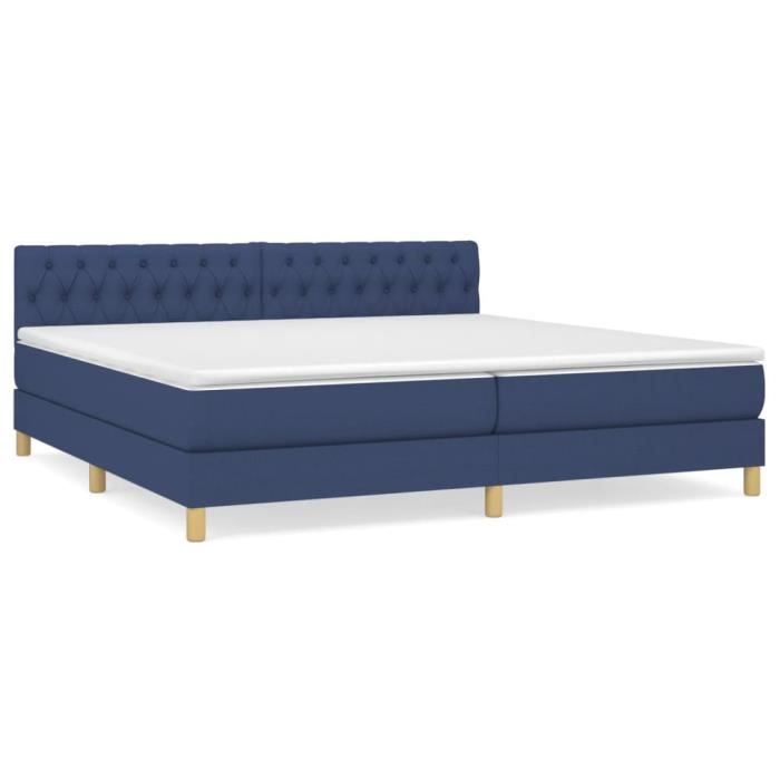 VidaXL Divan Bed with Mattress Blue 200x200 Cm Fabric - Model 3140887