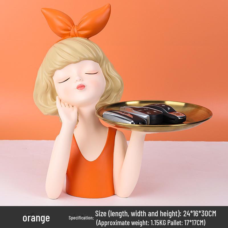 Bowknot Girl Key Tray: Shoe Cabinet, Living Room Desktop, Bedroom Decor, Soft Home Ornaments.