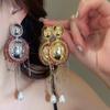 Exaggerated Oval Pearl Fringed Earrings Fashion High-end Temperament Earrings Light Luxury Atmospheric Earrings Women
