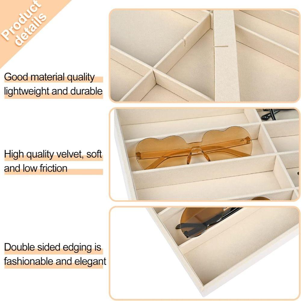 Stackable Sunglass Organizer Beige Grey Eyeglass Display Tray New Glasses Holder for Men Women