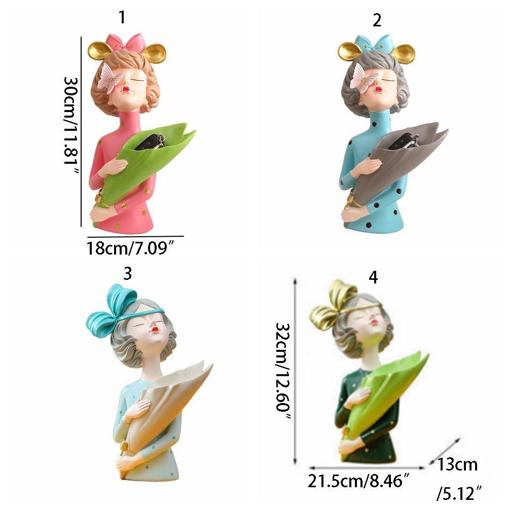 Elegant Flower Girl Statue Handmade Girl Vase Ornament Modern Butterfly Girl Sculpture  Bedroom