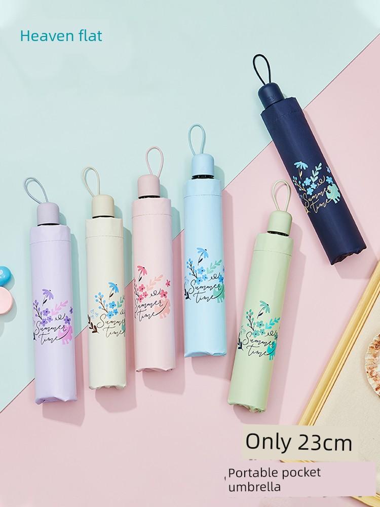 Paradise Umbrella Ultra-Light Pencil Umbrella Cartoon Sun Umbrella Small Sun Umbrella UV-Proof Portable Umbrella for Women Parasol