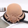 New Flower Top Hat Autumn and Winter Woolen Hat Women's Dome Casual Fisherman's Basin Hat