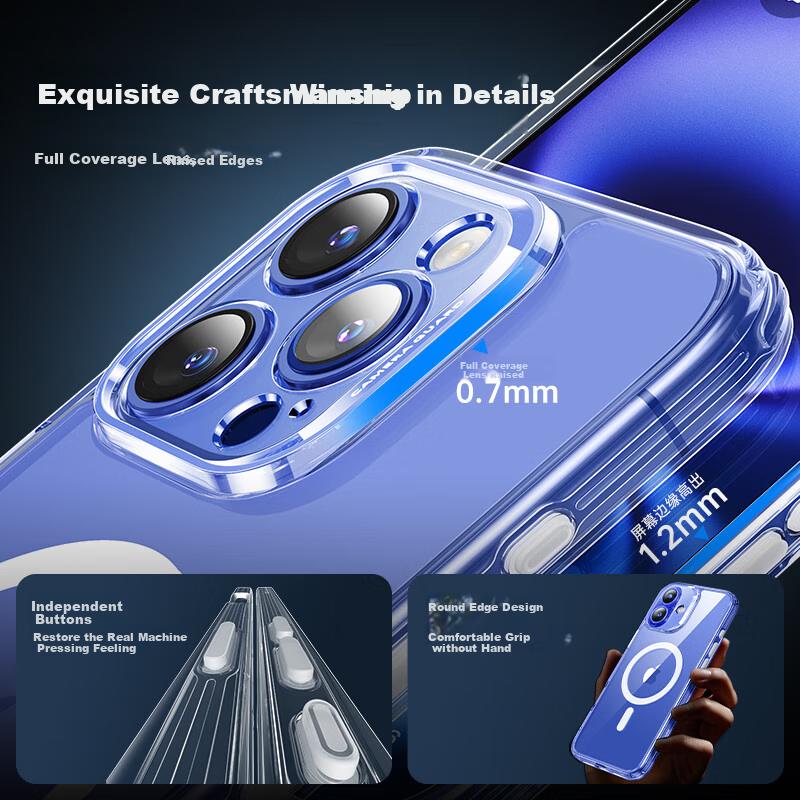 ESR (ESR) Case for IPhone 16 Plus, Magnetic Ultra-Thin Transparent Airbag Shockproof Full Camera Protection Frosted Case with Wireless Charging