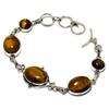 Tiger Eye Gemstone 925 Silver Plated Handmade Jewelry Bracelet 6-8"
