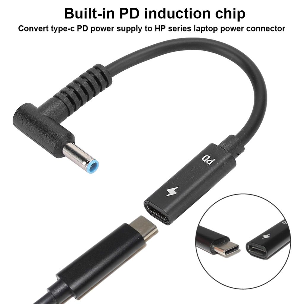 Тип C Female to 4.5mm x 0.6mm Адаптер питания Кабель-конвертер Штекер Зарядный кабель для HP