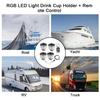 4x Stainless Steel Car Cup Drink Holder 14 LED W/ Remote RGB Lights for Truck RV