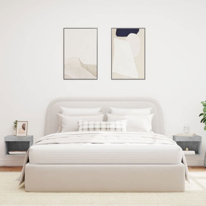 VidaXL Tables de Chevet Murales avec Lumières LED 2 pcs, Armoires de Lit Suspendue, Tables de Nuit, Armoires de Nuit 837120