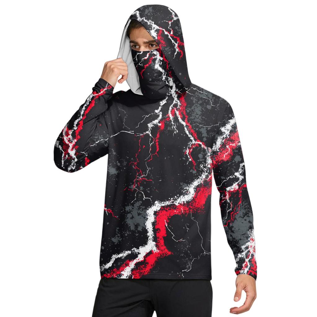 Мужская рубашка с маской Легкая с длинным рукавом Капюшон Для пеших прогулок Рыбалки Для выступлений