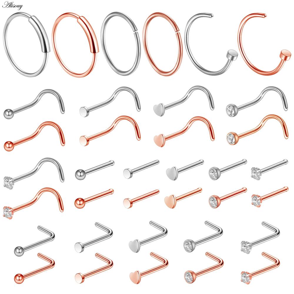 Alisouy 1Piece Steel 20G Faux Nose Rings Fake Septum Rings Hoop Nostril Daith Piercing Fake Clip On Nose Rings Oreja Piercings Jewelry