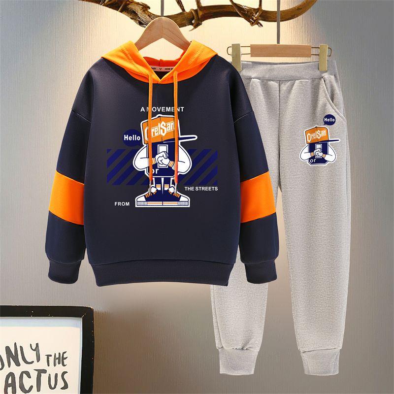 Костюм из двух частей для мальчиков, весенне-осенний детский спортивный модный свитер с длинными рукавами + леггинсы, костюм из двух частей для мальчиков