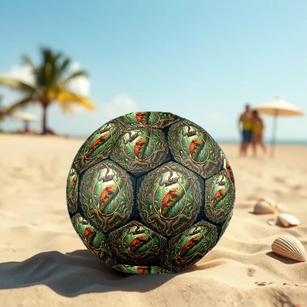 Jungle Lizard Emblem Round Football Size 5 Adult Ball Suitable for Training Matches and Outdoor Team.