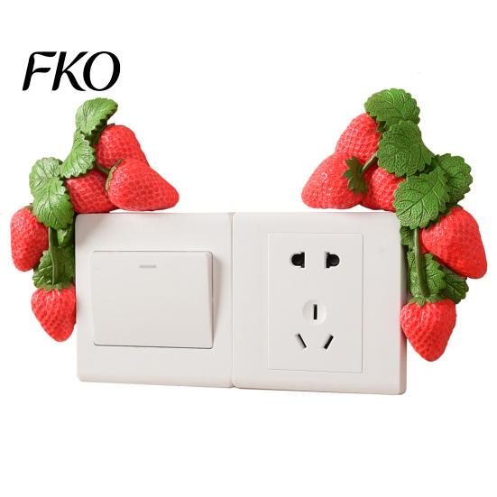 Fruit Shape Wall Sticker Switch Stickers, Creative Kitchen 3D Cute Rental Friendly Decor Decorative Socket Surround Decor, Resin Waterproof Decal
