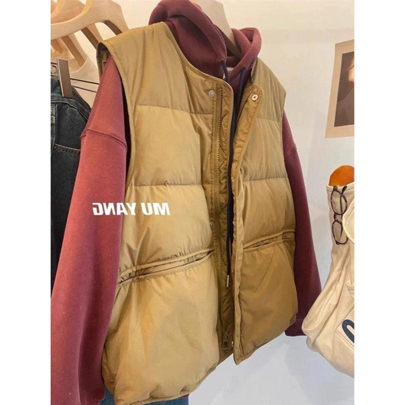 Ladies Korean Simple Vest Coat Women's Autumn and Winter 1.00 Kg-150.00 kg Plus Size Easiest for Match Loose and Warm Sleeveless Cotton-Padded Jacket