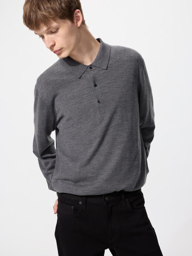 Uniqlo Японский шерстяной поло-свитер из мериноса