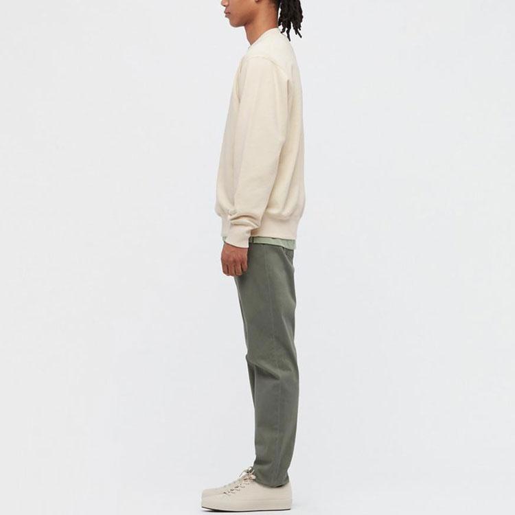 Uniqlo Однотонная свободная толстовка с круглым вырезом Унисекс толстовка Светло-бежевый 444966-30