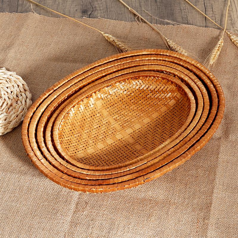 1 шт. плетеная вручную практичная емкость для сбора капель, вместительная полка для десертов, кухонные принадлежности, фруктовая тарелка, ротанговая корзина для хранения, плетеный поднос