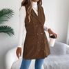 Autumn Winter Women's Corduroy Vest Solid Color Double-breasted Long Corduroy Vest Slim-fit Sleeveless Vest