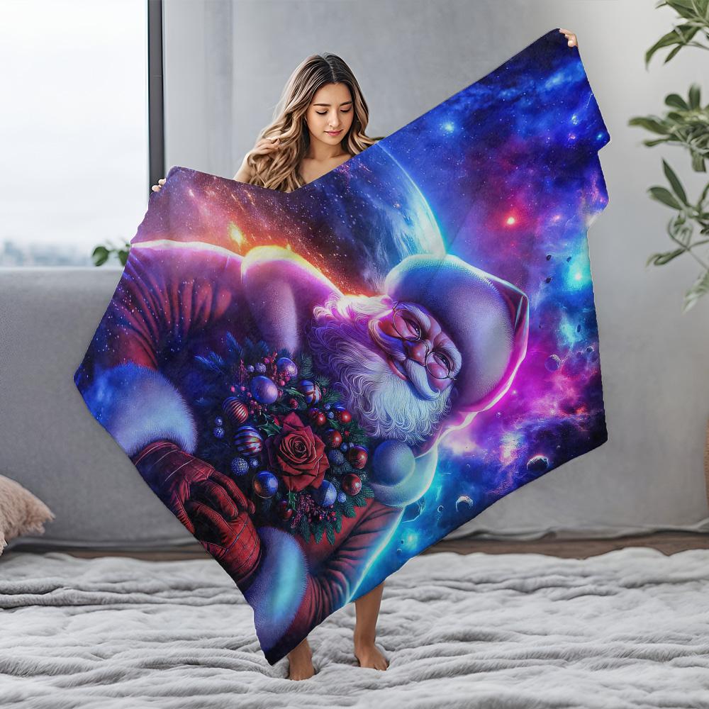 Tuniu Santa Claus Galaxy Christmas Blanket Sofa Bed Throw Warm Cozy Gift for Kids Adults