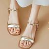 Женская обувь 2024 года, новые летние босоножки на плоской подошве с низким каблуком, женская летняя верхняя одежда, римские пляжные повседневные туфли для вечеринок