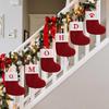 Red Woolen Cat Paw Christmas Stocking with Embroidered Letter Ornament