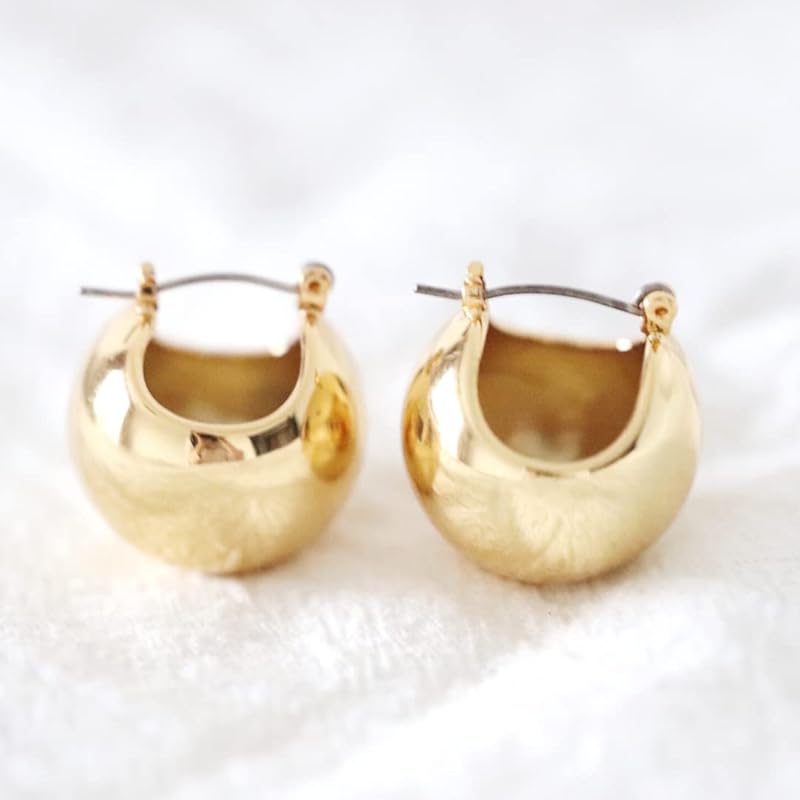 Moonstan earrings ball piercing Large Larger gold silver Compatible with metal allergies ladies Popularity Magazine publication (gold)