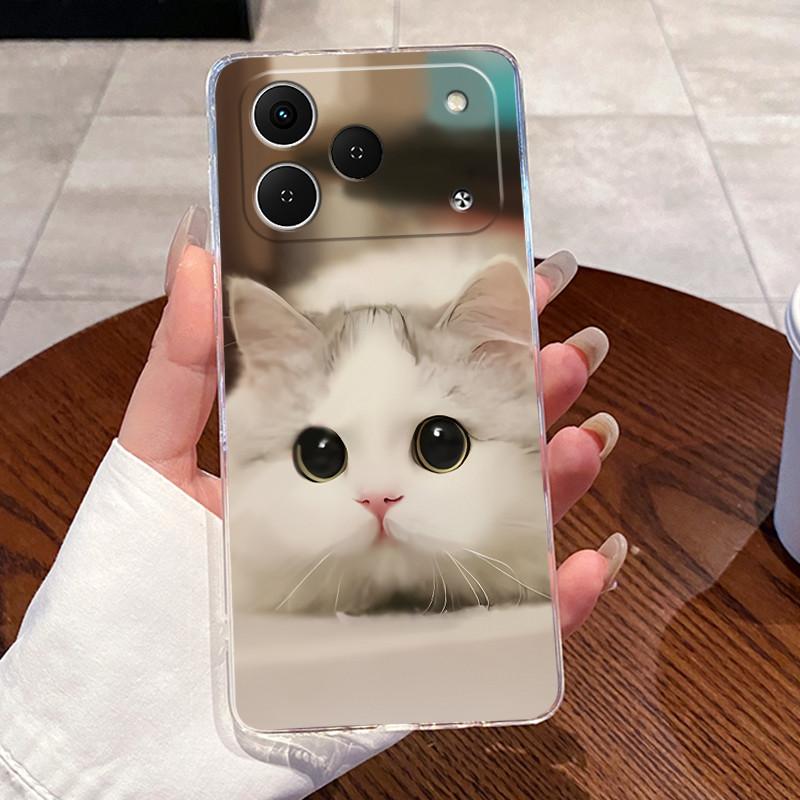 Casing For Tecno Spark 50 KN4 Case Aesthetic Fashion Cute Cat Cartoon Soft Silicone Back Cover Transparent TPU Phone Case Bumper