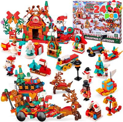 JOYFY Рождественский Адвент-календарь Строительные Блоки 24 Дня Рождественская Тема Набор Игрушек для Обратного Отсчета для Мальчиков Девочек Рождественская Вечеринка Подарок