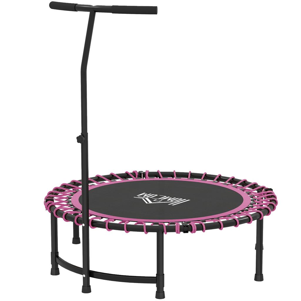 Mini Round Steel Frame Trampoline W Adjustable Handle Pink