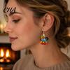Hypoallergenic Earrings for Sensitive Ears 1 Pair Halloween Drop Dangle Women, Acrylic Pumpkin Cute Black Cat Jewelry Women Earrings, Holiday