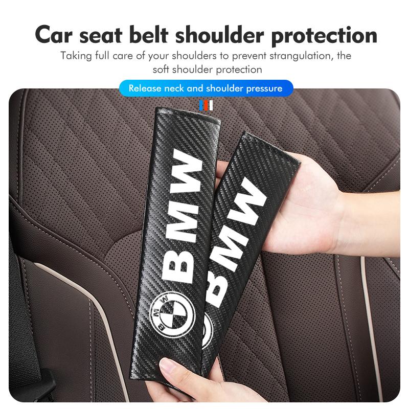 QRPZ1 Car Seat Belt Carbon Safety Shoulder Cover Protection Padding For BMW Performance X1 M3 M6 F01 F02 E34 E36 E60 F10 F20 X6