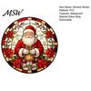 Retro Stained Glass Window Decals Round Christmas Sticker, Style, Removable Static Thickened PVC Art Cling, Santa Claus Tree Decal for Holiday