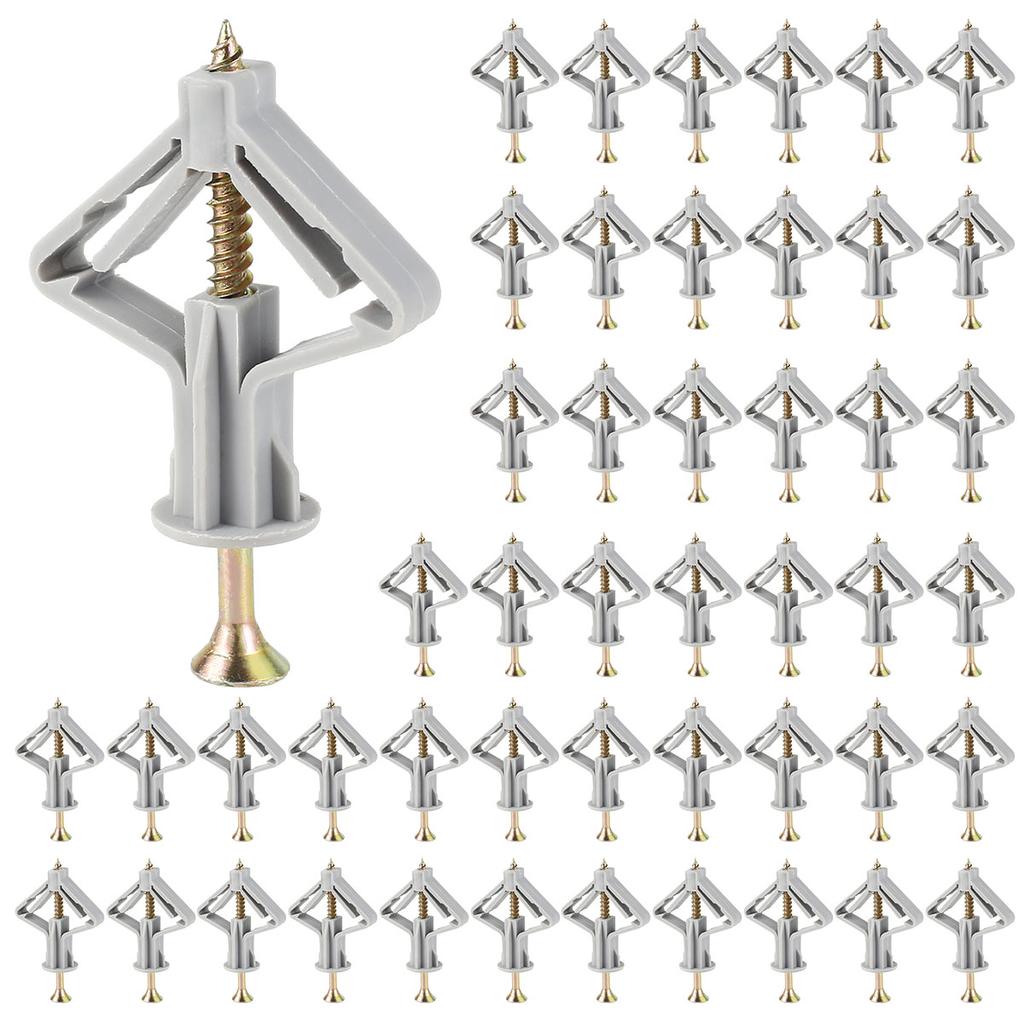 50 шт. Комплект дюбелей для гипсокартона, пластиковые полые настенные винты, крепления, устойчивые к вращению, гипсокартон, тип «бабочка»