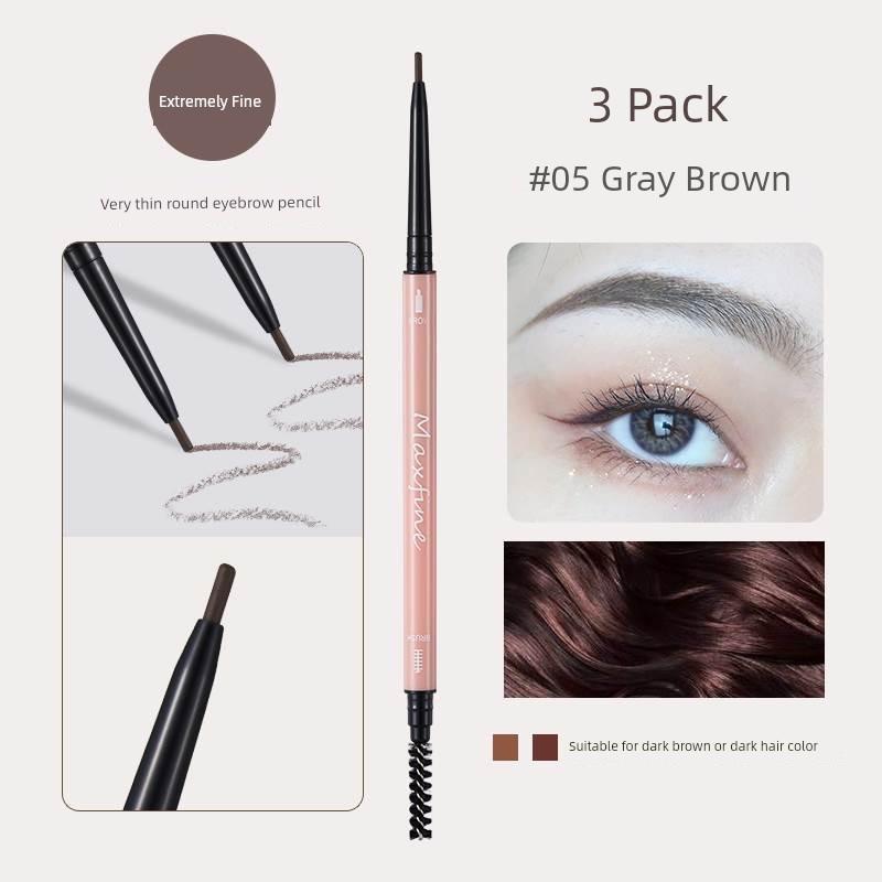 Maxfine/3 PCs Ultra-Fine Eyebrow Pencil Women's Ultra-Fine Waterproof Sweatproof Nature Long Lasting and Does Not Fade Brown Authentic Flagship Store