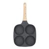 Aluminum 4 Cup Egg Frying Pan Non Stick Egg Cooker Pan Pancake Pan Easy Clean Wooden Handle For Gas
